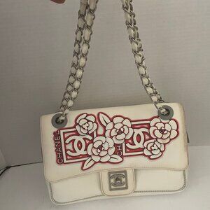 CHANEL Chain Shoulder Bag Canvas White CC Auth  - Pre -owned